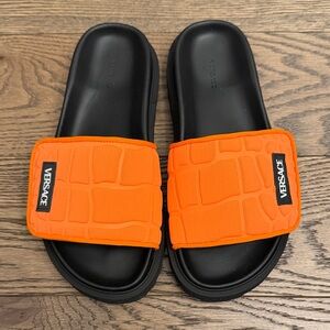 NEW Versace Orange and Black Slides
